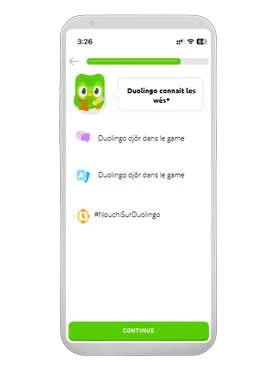 Maquette d’une leçon de nouchi sur Duolingo